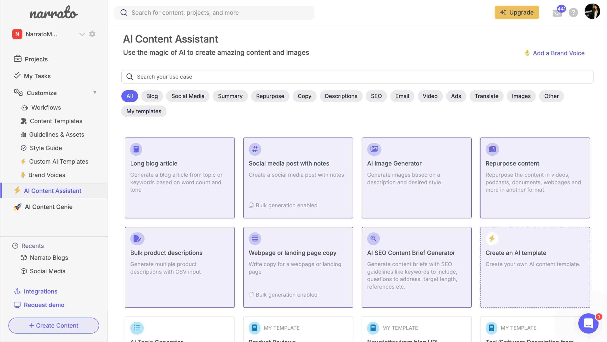 Narrato AI Content Assistant