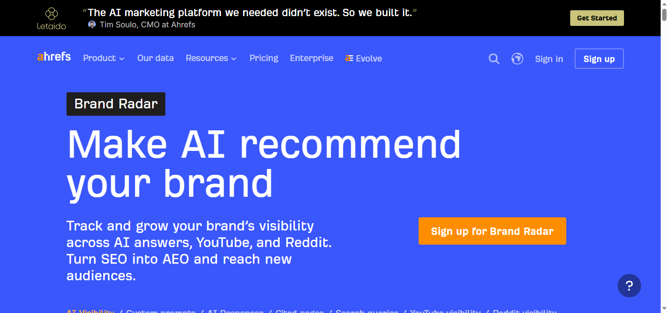 Ahrefs Brand Radar