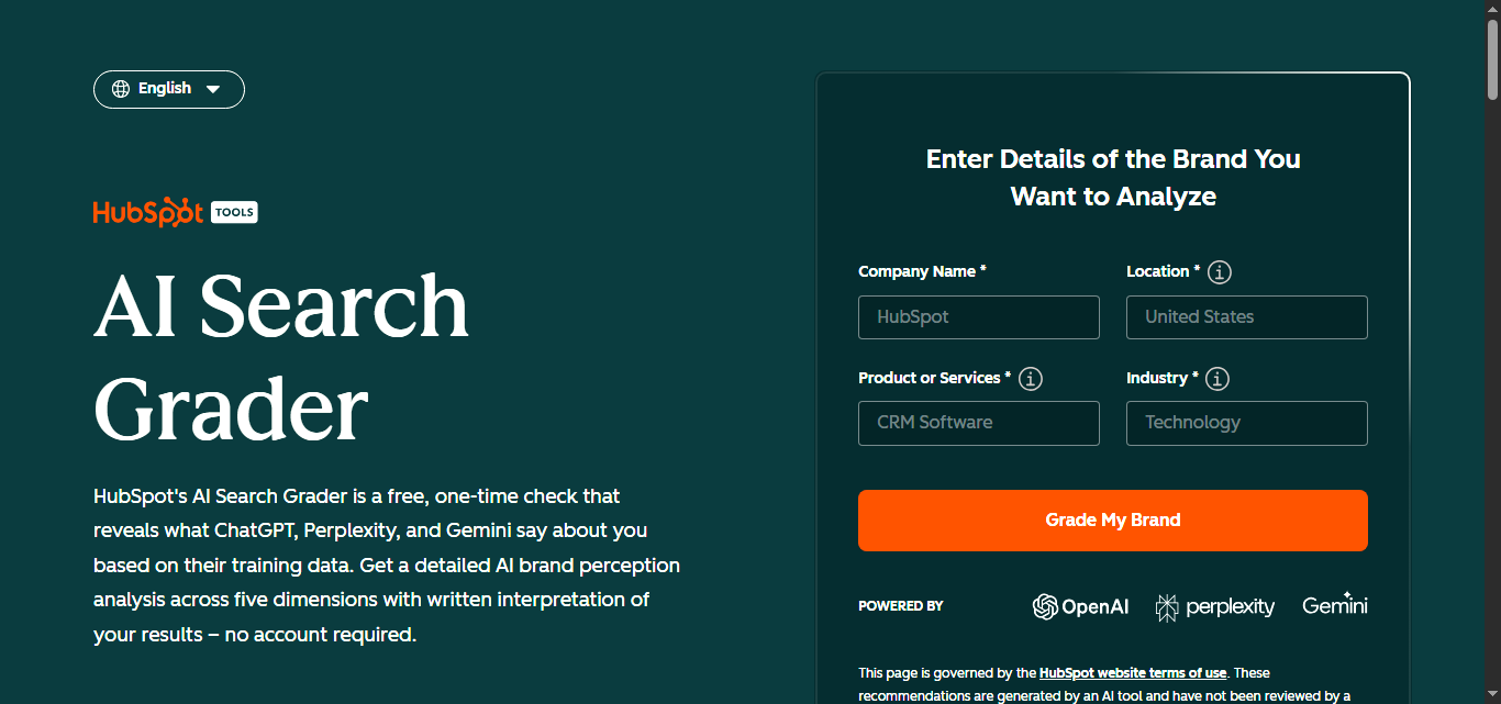 HubSpot AI Search Grader